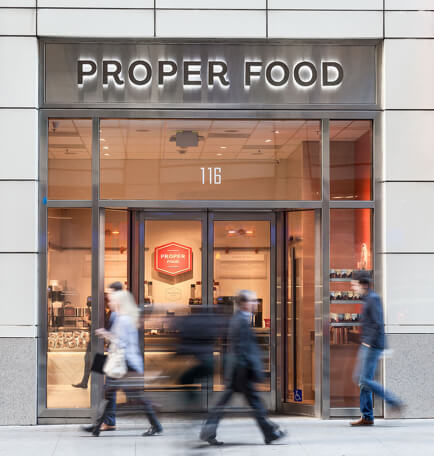 Proper Food entrance on 116 Montgomery Street San Francisco