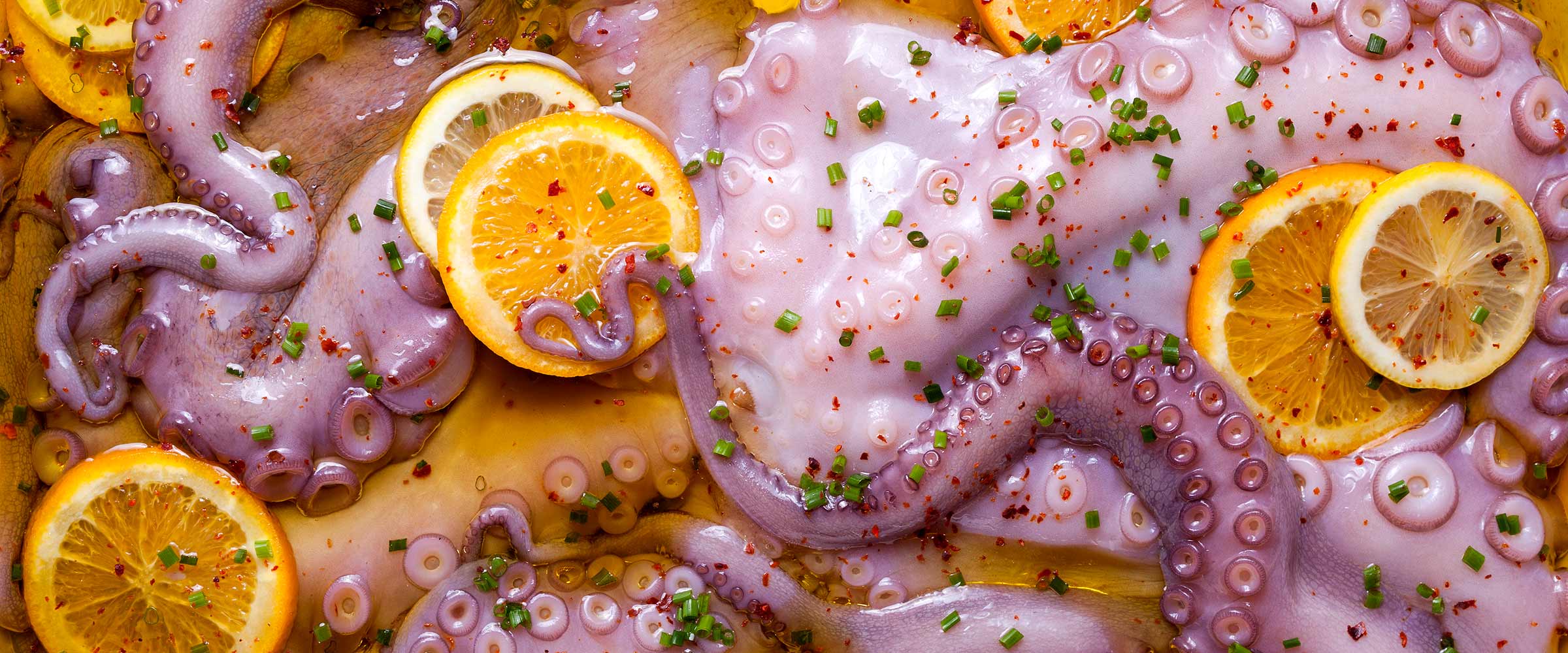 Orange slices and octopus montage